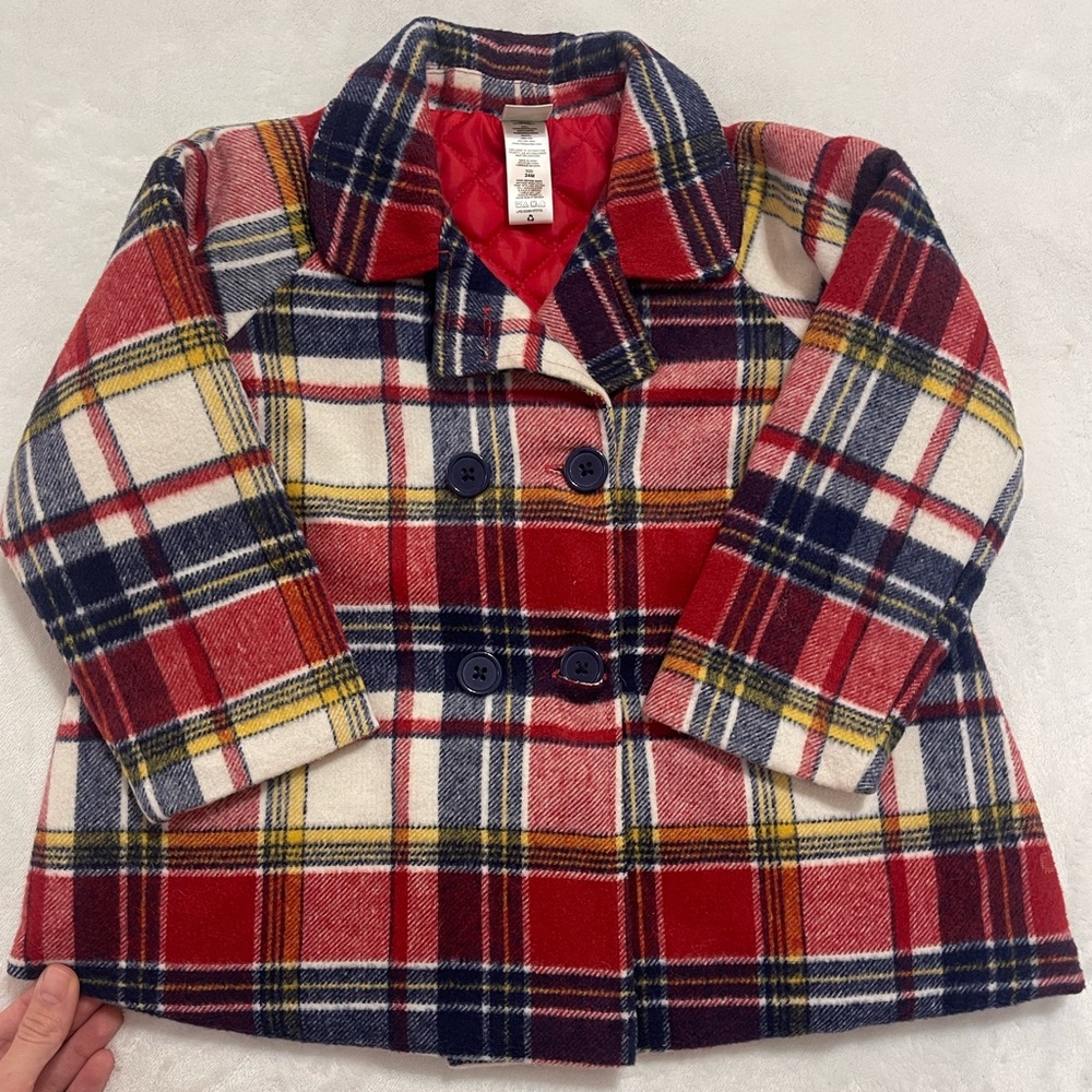 Little Me plaid baby/toddler pea coat